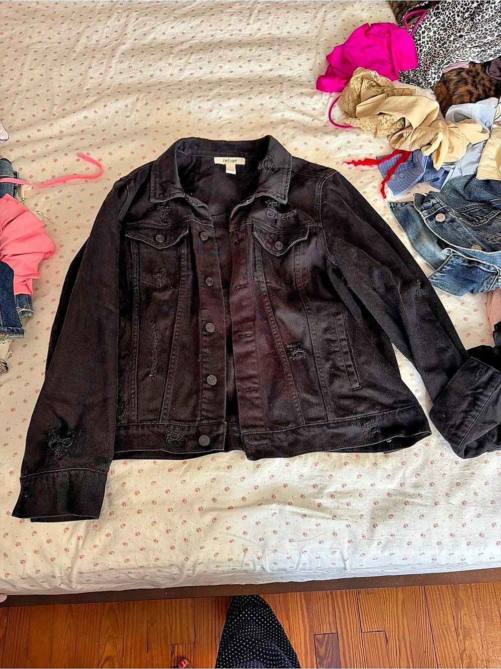 Black Distressed Denim Jacket